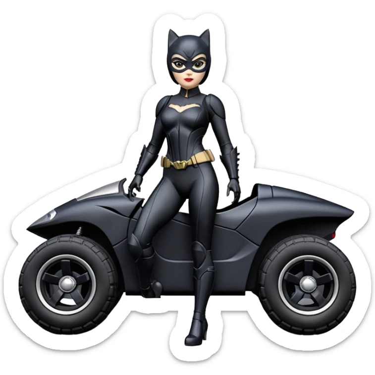 1:10 scale sexy fenders Catwoman’s buxom attractive armored midnight-colored tight outfit from tv series style dark knight movie stealthy accurate sporty safe plush deluxe off-road fast pursuit prototype concept car (black hair, driving aggressively) rally vehicle  sticker