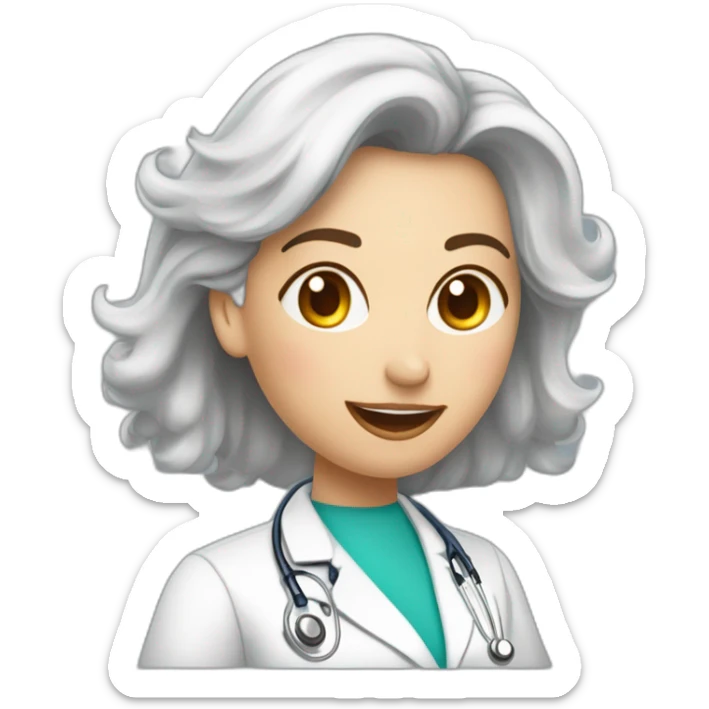 Dessine moi une image humoristique d'un docteur femme en train de faire une piqure à un patient avec une très grosse seringue.  sticker