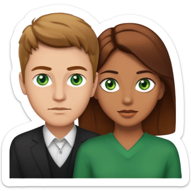 White male with big white female naked brown hair woman has green eyes sticker
