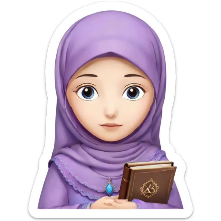 Turkish beautiful finish Konya girl blue eyes with hijab and lilac flower dress have Quran  sticker