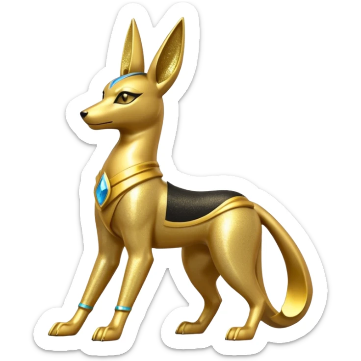 Golden Sparkly Shiny glittery Gold Anubis-Umbreon-Lucario-Zeraora-fusion Statue sticker