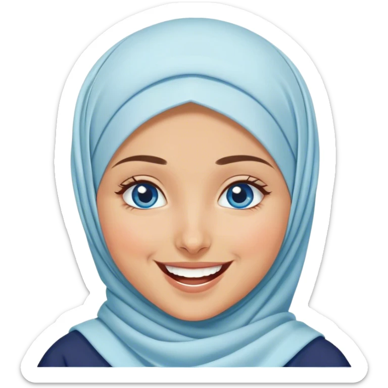 Turkish beautiful finish Konya girl blue eyes with hijab and islamic dress she’s Face with Tears of Joy laughing  sticker