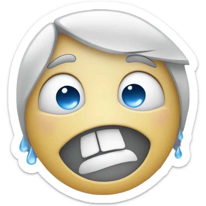a laughing crying emoji but the tears are white instead of blue sticker