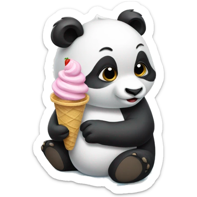Panda eating ice cream sticker