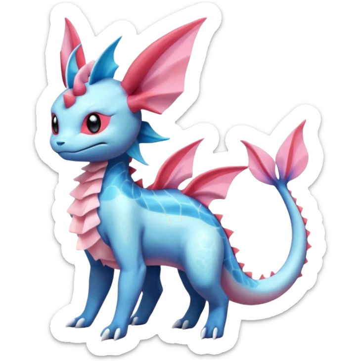 Salandit-Vaporeon-Sylveon-Fakémon-hybrid-creature (full body)  sticker