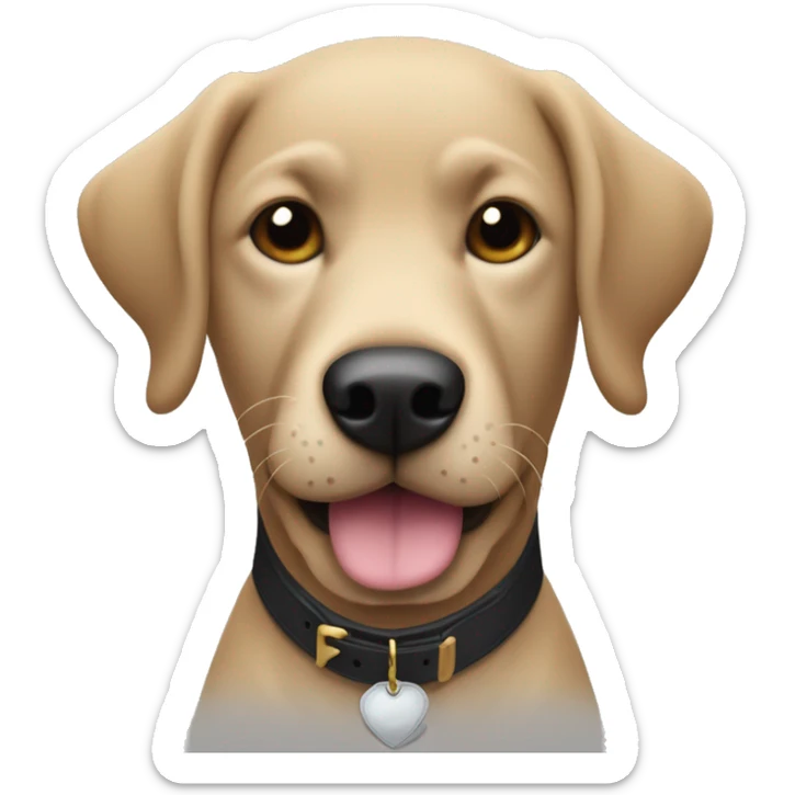 Un labrador con mastín negro con el pecho blanco al lado de un chico joven con perilla y bigote el pelo corto  sticker