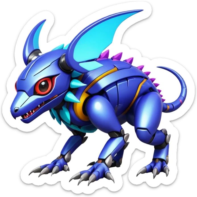  exotic colorful futuristic modern cyber-Fakémon-Digimon-Trico-Vernid-creature sticker