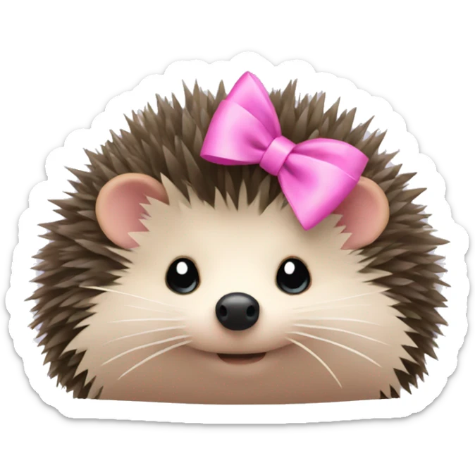 hedgehog with a pink bow sticker