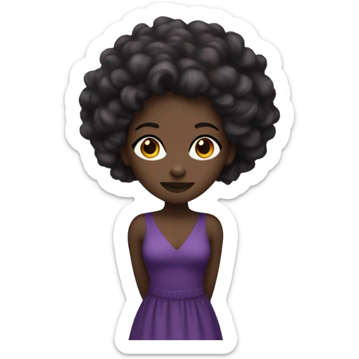 Dark Skin Black Women with 4c coily hair in a purple dress  sticker