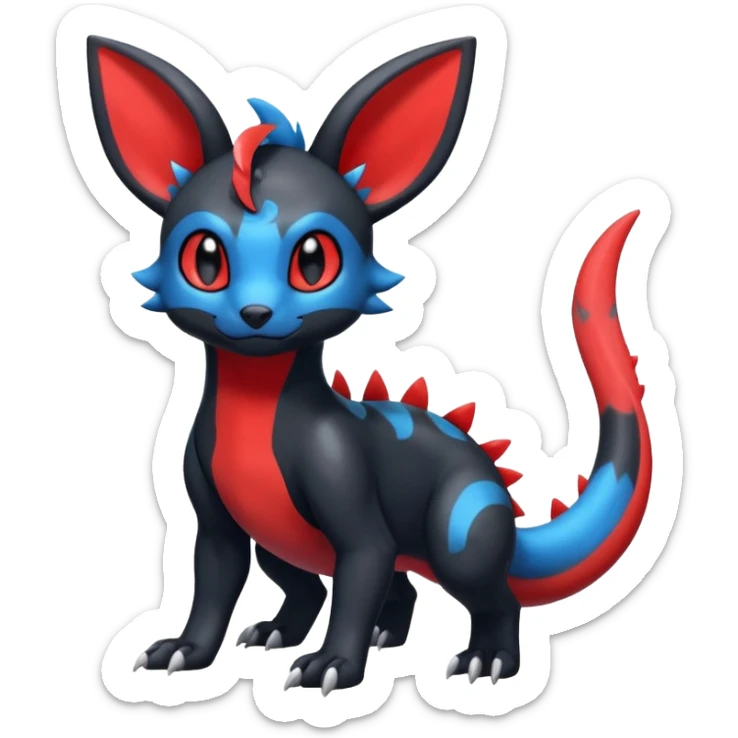 Cute Shiny Guilmon-Salandit-Umbreon-Fakémon-hybrid-creature (full body)  sticker