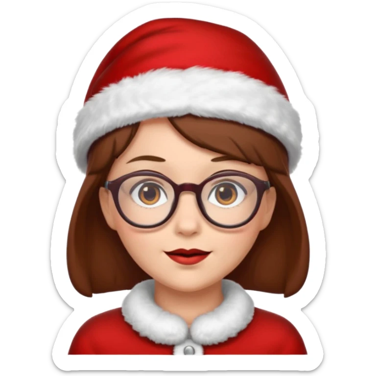 female Santa Claus with glasses with brown short hair sticker
