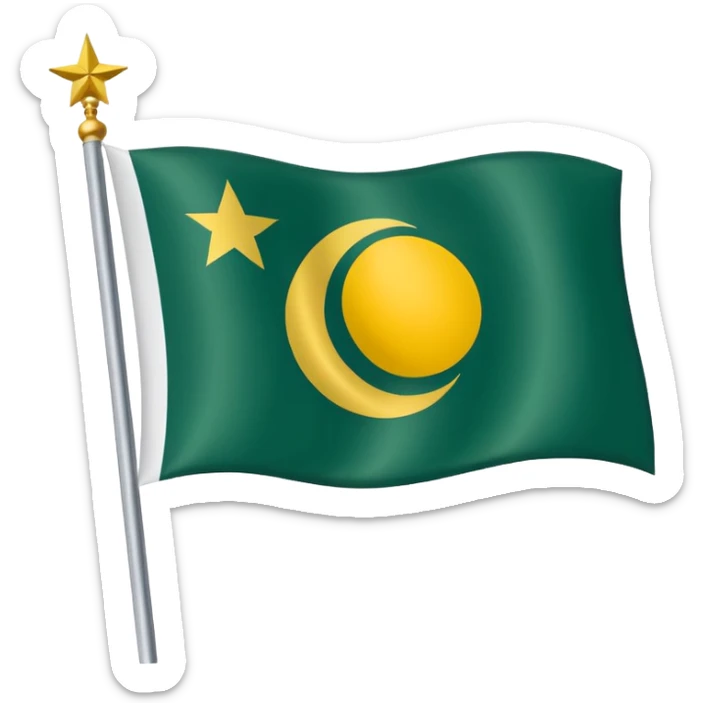 Flag of the actual Azad Kashmir with yellow stripes,green background and white moon and star sticker