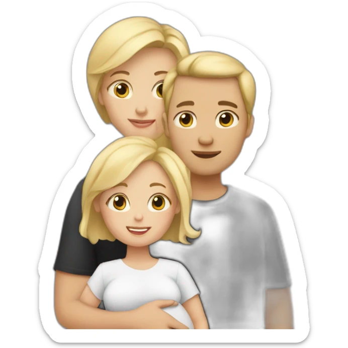 Family;blonde-haired-pregnant-mother, blonde-haired-baby-boy, black-haired-dad sticker