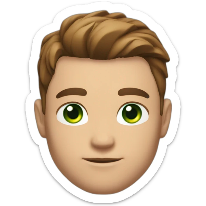 Bodybuilder enormous shoulders chest and neck guy with green eyes and brown hair model face no smile sticker