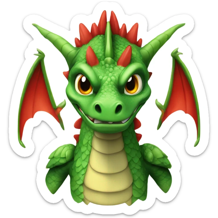 the head of a graoully dragon, green body and red back and green / yellow wings sticker