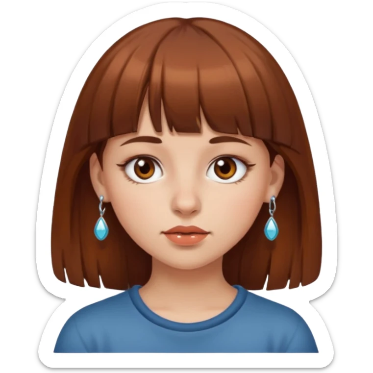 i want an emoji of a girl, with brown bangs for hair and a piercing on her nose sticker