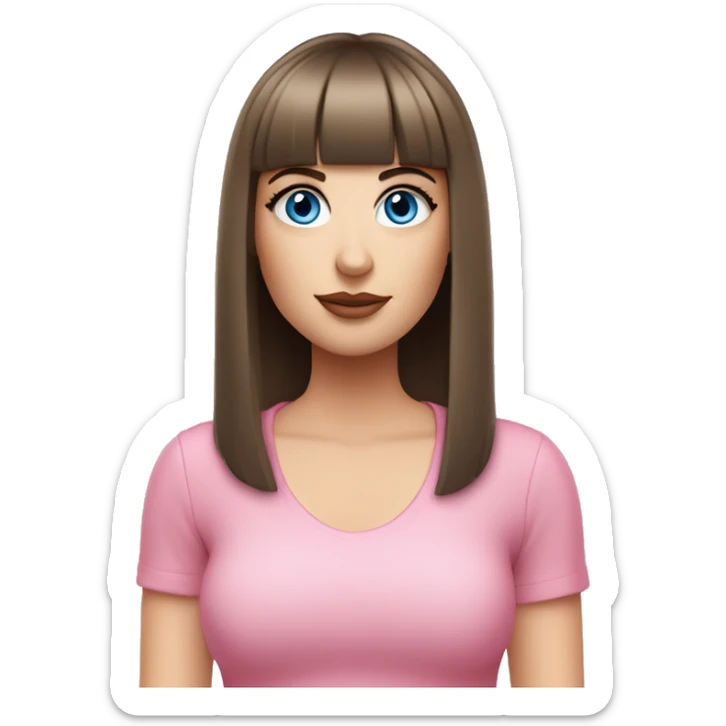 Beautiful Brunette blue eyed white girl with bangs pink outfit with a cbd blunt in her hand  sticker