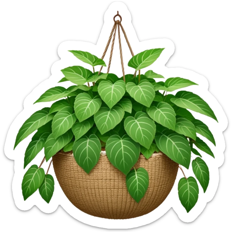 Plectranthus Verticillatus plant with very round circular green leaves in a coconut fiber hanging basket sticker