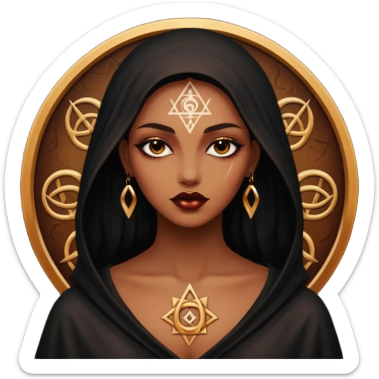 Dark oil traced over woman’s skin forming occult symbols, sensual devotion sticker