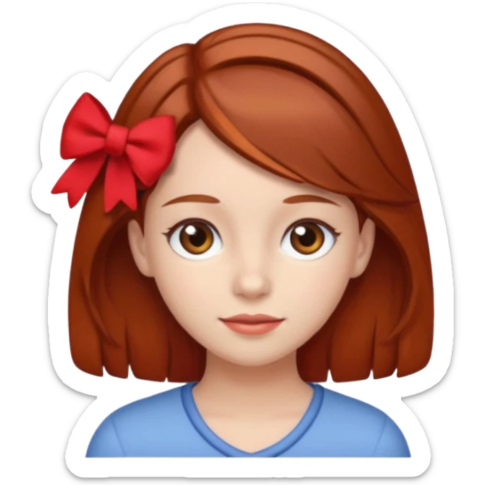  girl with brown hair and red color hairclip sticker