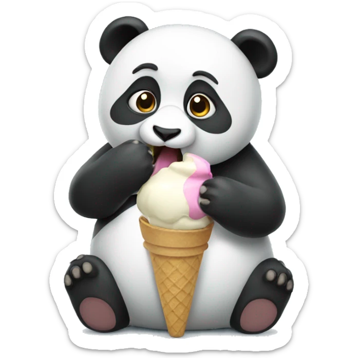 Panda eating ice cream sticker