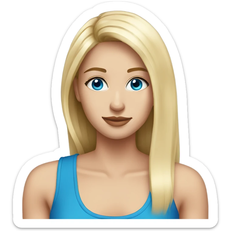 beautiful woman, long straight blonde hair, blue eyes, tank top  sticker