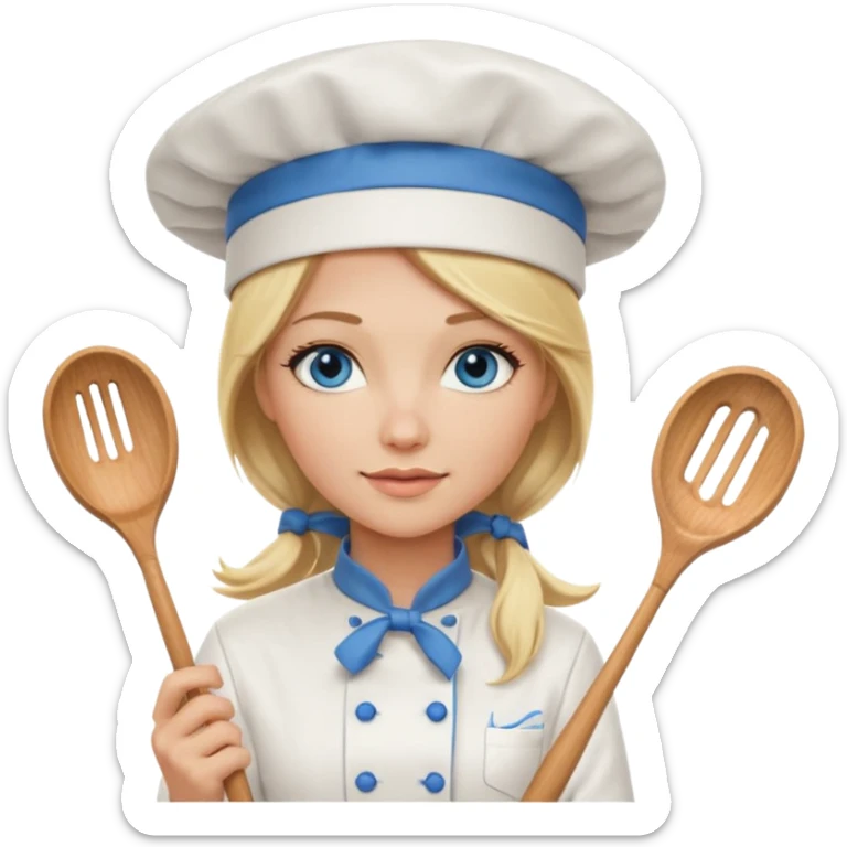 Full body 
Sexy Long Blonde hair blue eyed female chef sticker