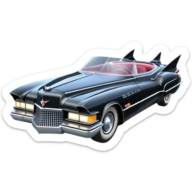  aerodynamic opulent dark knight futuristic concept Catwoman Batgirlmobile loosely based on 1977 Buick  coupe deville roadster racing(flat long straight faceted mechanical body) winged stealthy street hot rod  sticker