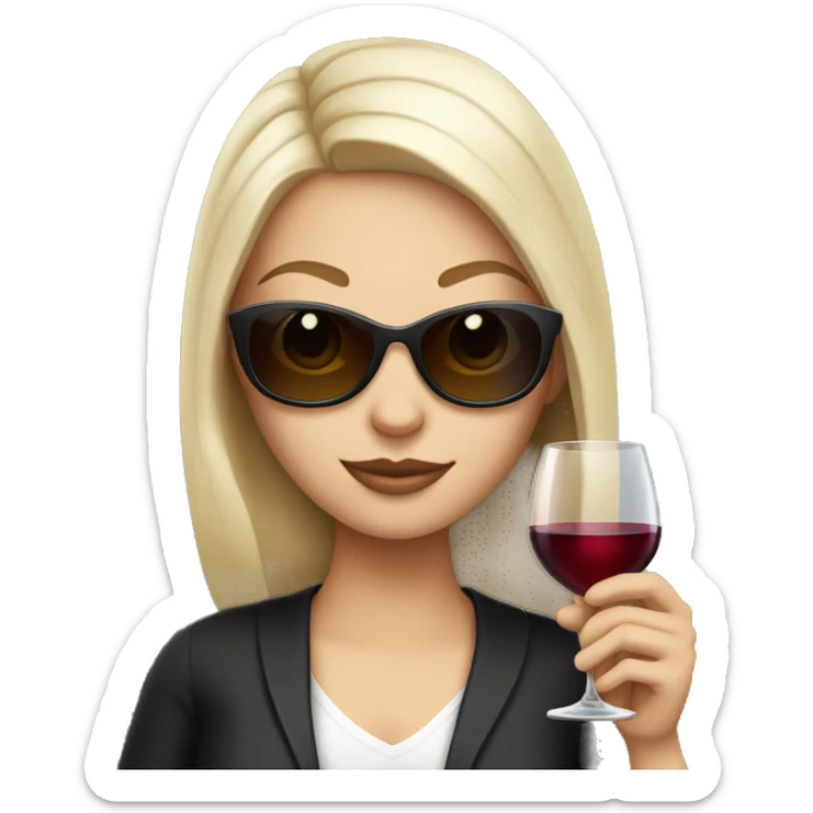 White girl wearing sunglasses holding one glass of wine  sticker