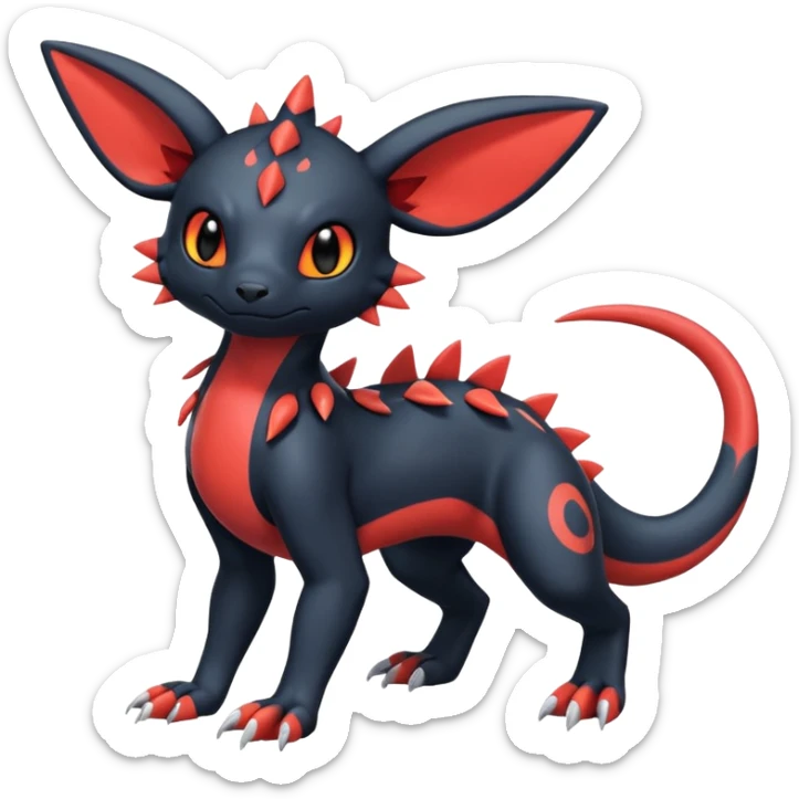 Cute Exotic Colorful Guilmon-Salandit-Umbreon-Quilava-Fakémon-hybrid-creature (full body)  sticker