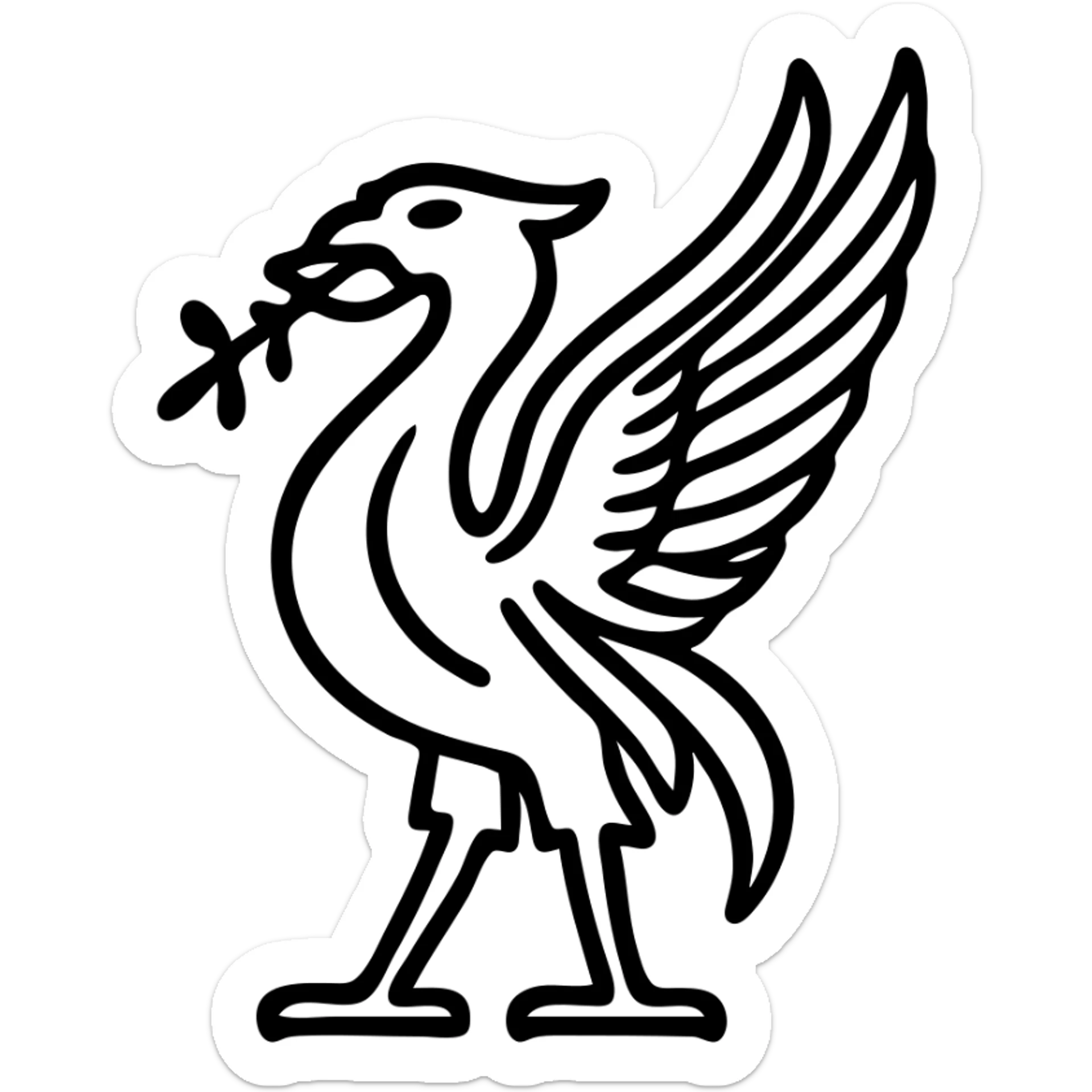Liver bird, mythical bird symbol of Liverpool, cormorant-like bird with outstretched wings sticker