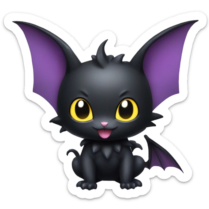 Cool Cute Edgy Dark Black Batty Chibi Noibat-Cat-Pokémon-Fakémon-hybrid sticker