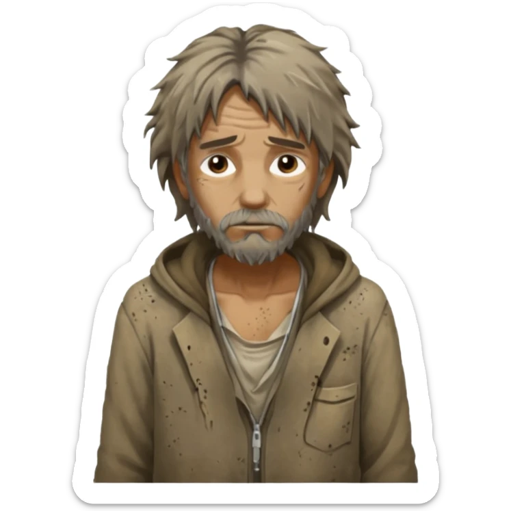 very dirty looking homeless person very very dirty sticker