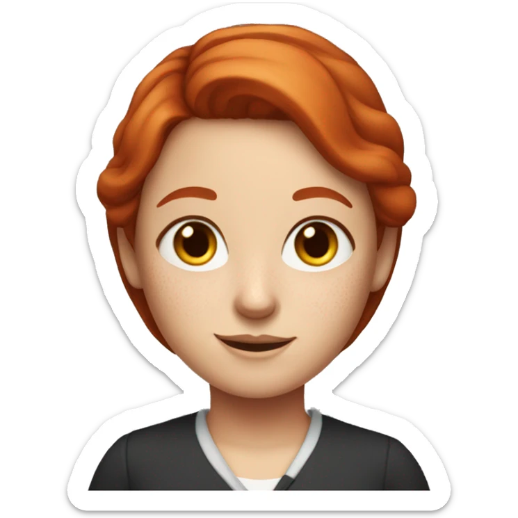 Girl with red hair and freckles that is a teacher sticker