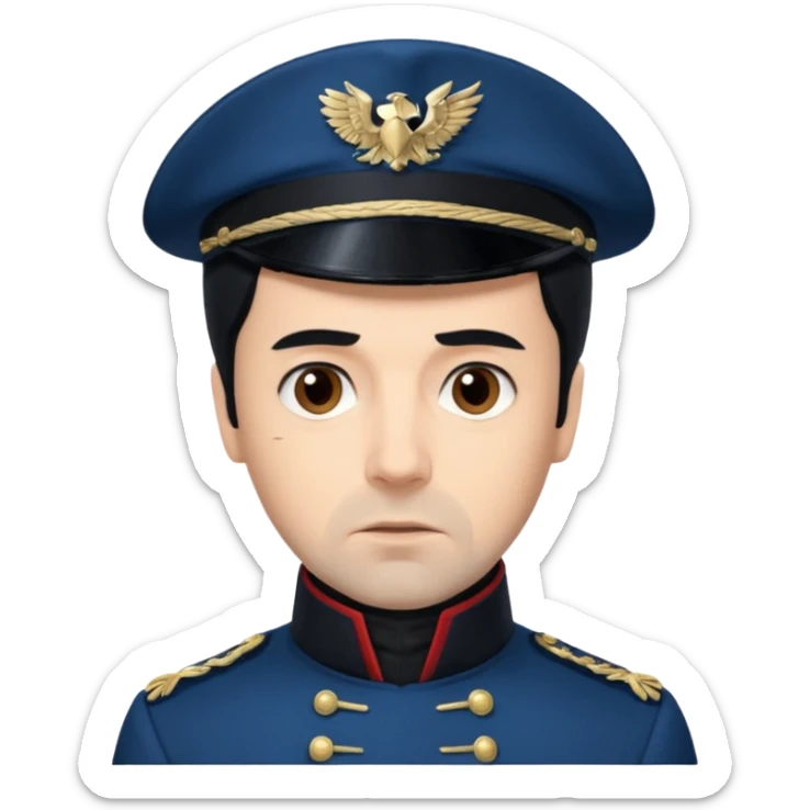 Javert From Les Miserables with light skin, brown eyes, Black Hair, blue outfit sticker