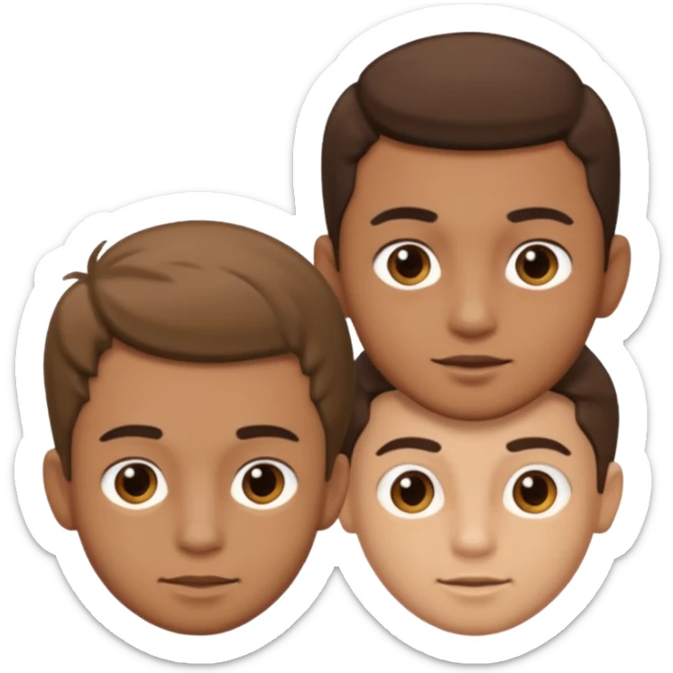 Un niño con forma de cara un poco estirada piel un poco morena y hombre y hombre sticker