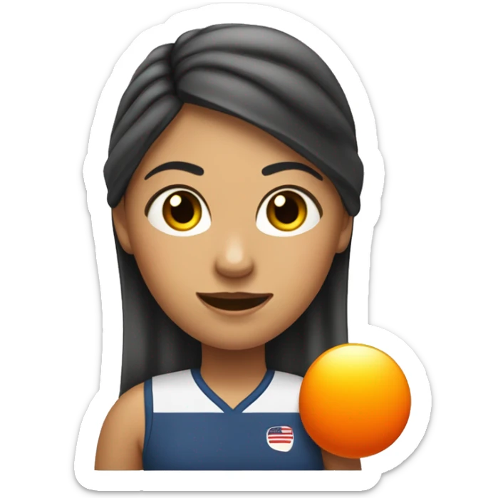 Deportista mujer de ping pong, con cabello rizado, tiene una prótesis en la pierna  sticker