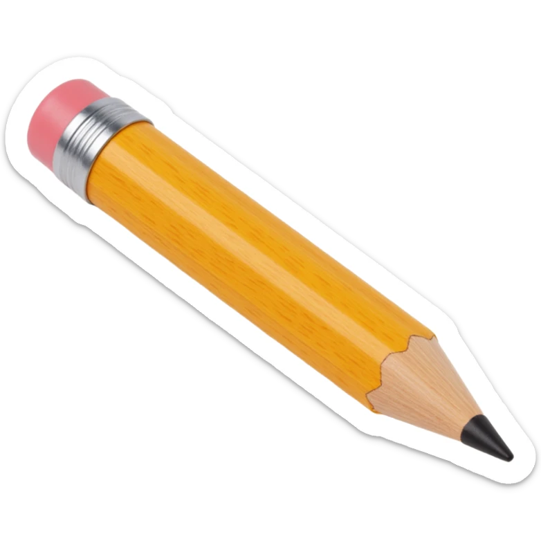 wooden pencil icon, skeuomorphism style, realistic wood grain, sharpened tip sticker