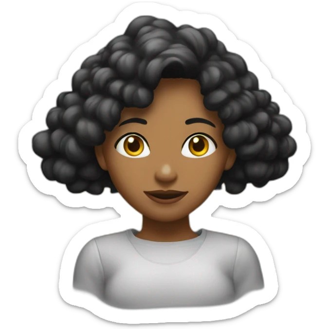 Chica blanca pelo negro liso camiseta negra y cara de sorpresa sticker