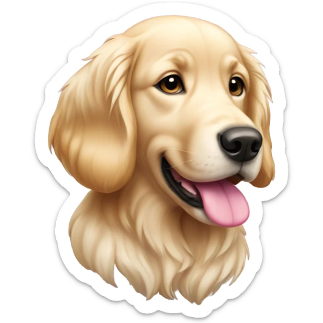 Cream golden retriever with pink streaks in hair sticker
