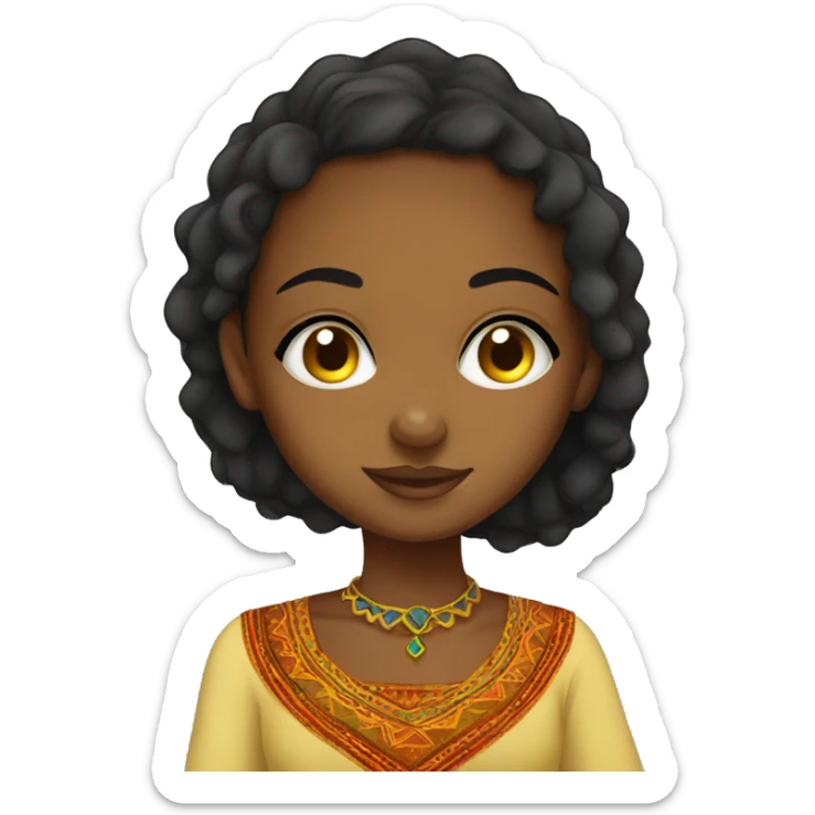 Pretty Ethiopian girl with habesha dress  sticker