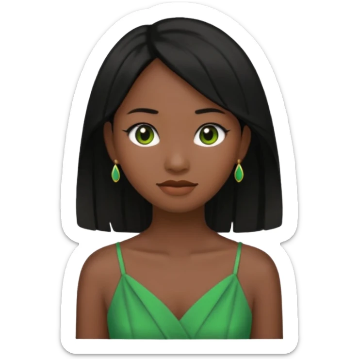tạo cho tôi emoji công chúa tianna mặt thon da đen xinh và gần giống trong phim nhất, bỏ khuyên tai đi sticker