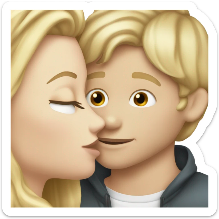 Blonde white girl kissing a white boy on the cheek sticker