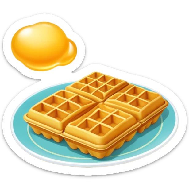 Hong Kong Egg Waffle bubble shaped golden pastry, simplified emoji style with bold outlines and bright colors, cartoon style Chinese street snack Gai Dan Jai sticker