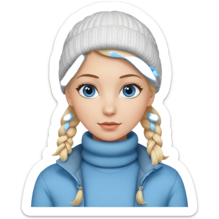 Chica blanca,ojos azules,pelo rubio y recogido,   invierno cuerpo entero sticker