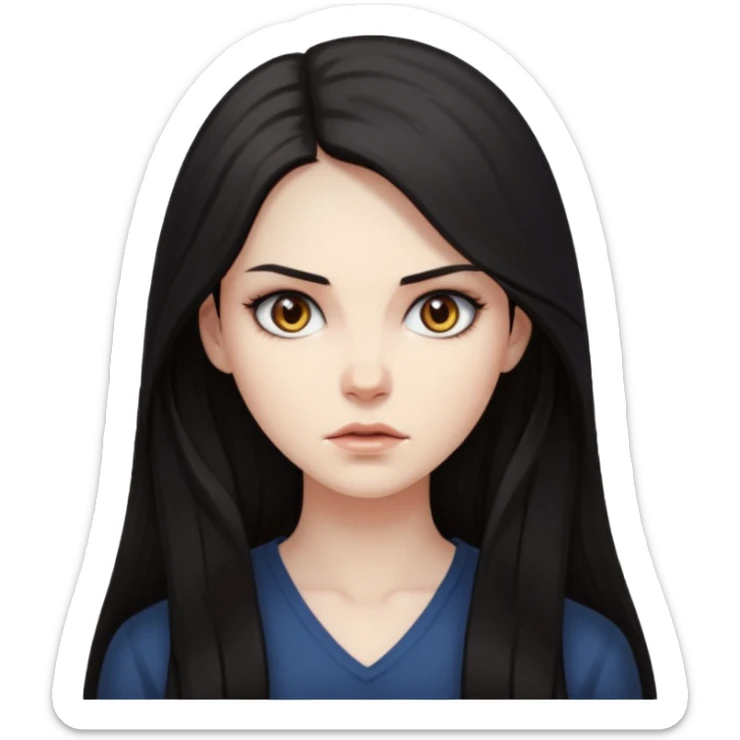Mysterious, intense stare, hard to read but magnetic. woman long hair
more dinamic emoji  sticker