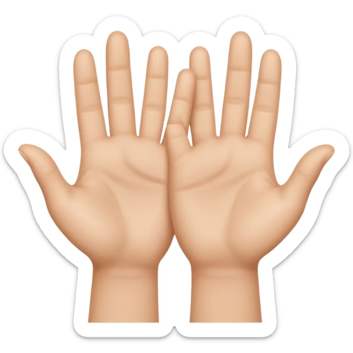 Emoji icon of open hands facing up, soft realistic skin texture, smooth shading, minimal details, centered composition sticker