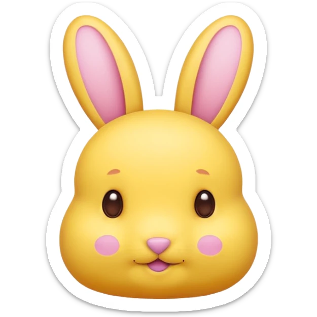 peeps bunny all yellow with three brown dots for eyes and nose no hair no pink sticker