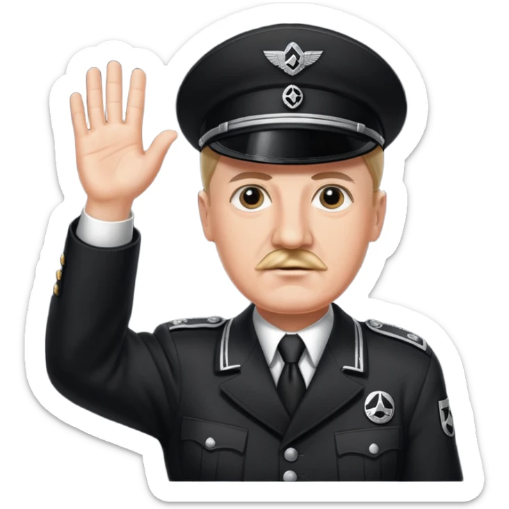 Hitler raising one hand straight out like a Sieg Hail salute in Black SS uniform  sticker