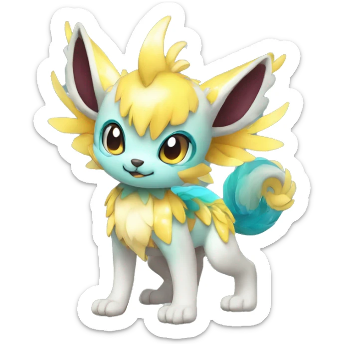 Cute cool shiny colorful fantasy animal hybrid Fakemon full body sticker
